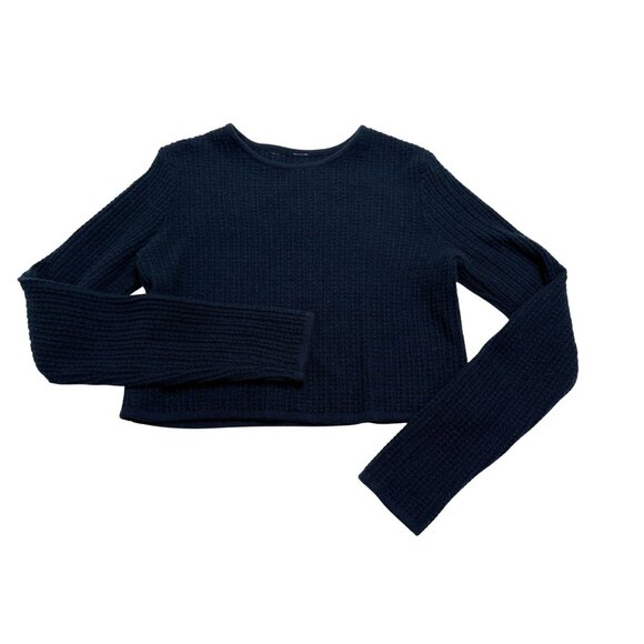 ALO Yoga Cashmere Plush Waffle Cropped Long Sleeve in Navy